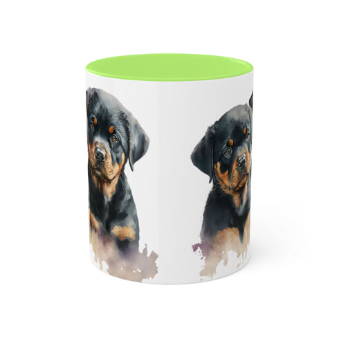 Rottweiler Pupies - Color Accent Mugs, 11oz